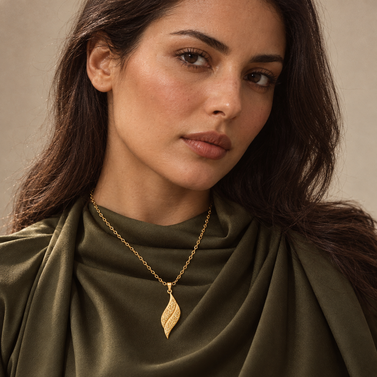 Calligraphy Leaf Necklace