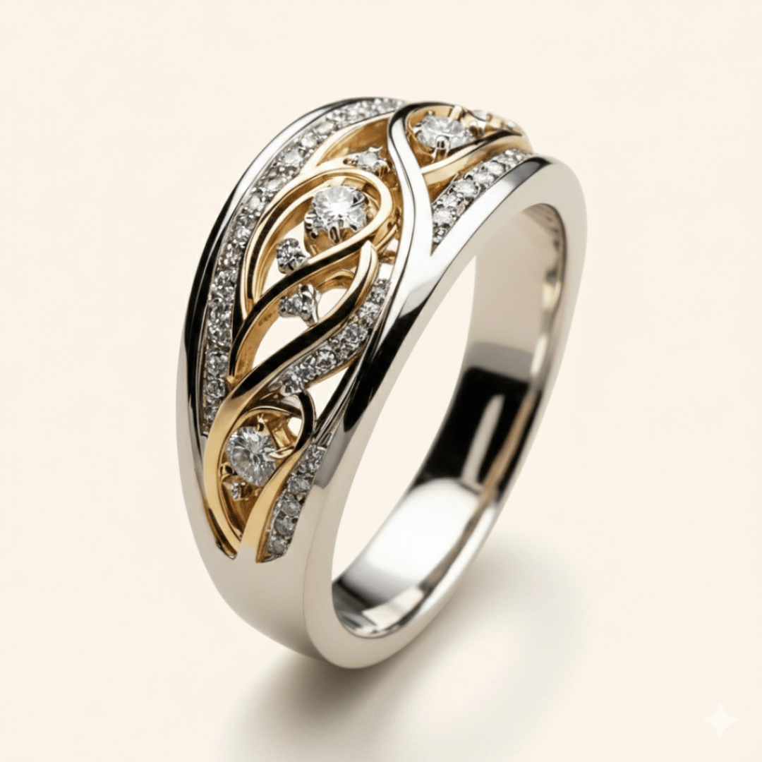 Noor Two-Tone Wave Ring