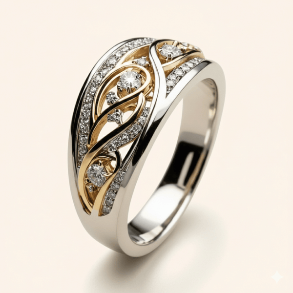 Noor Two-Tone Wave Ring