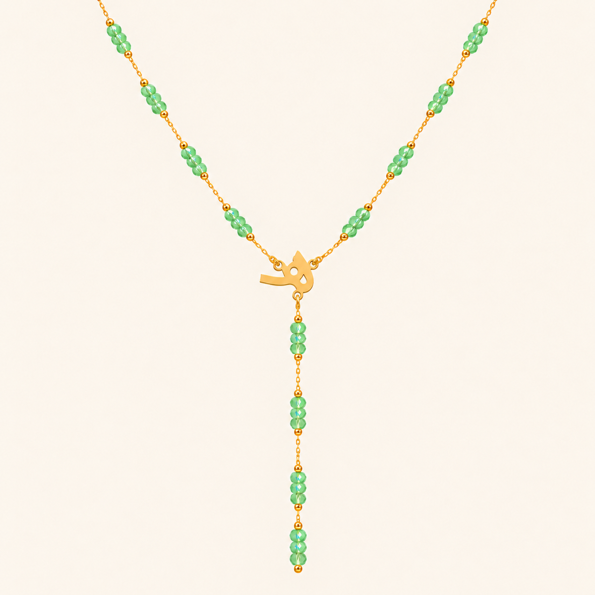 Personalised Drop Necklace 18k – Mint Crystal